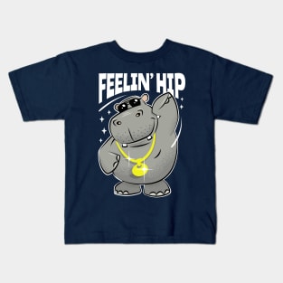 Hipster Hippo - Feelin' Hip Hippopotamus Kids T-Shirt